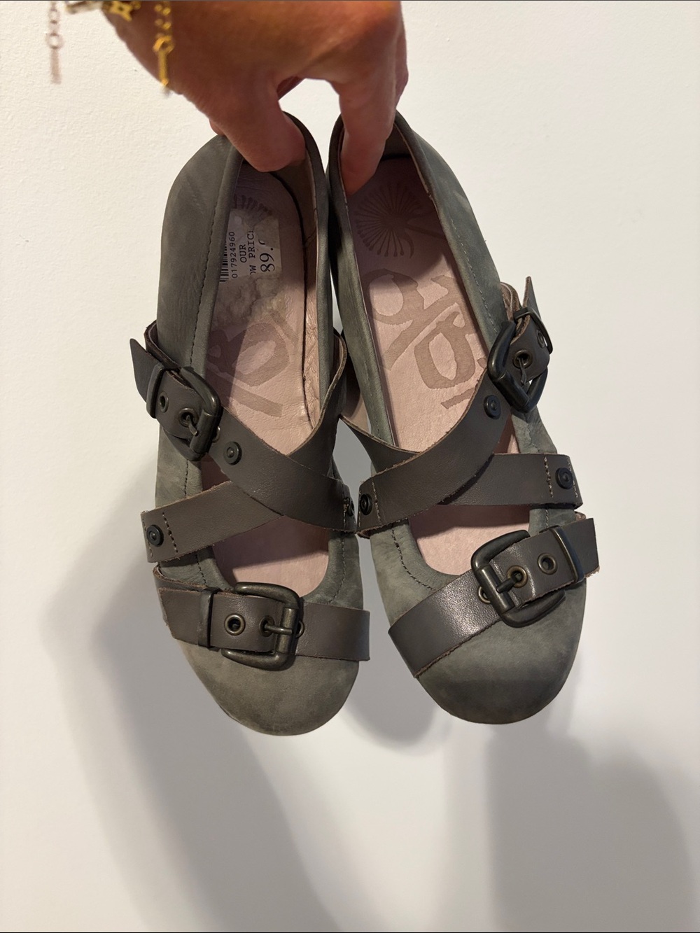 OTBT Olive Green Buckle-Strap Mary Jane Flats